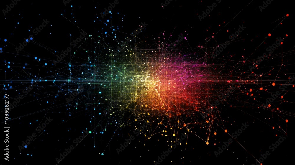 Leinwandbilder colorful abstract data visualization with bright points and lines