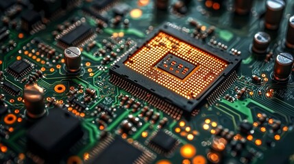 Obraz premium Robotic Art Factory: Circuit Board Close-Up