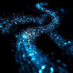 Glowing music notes spiral