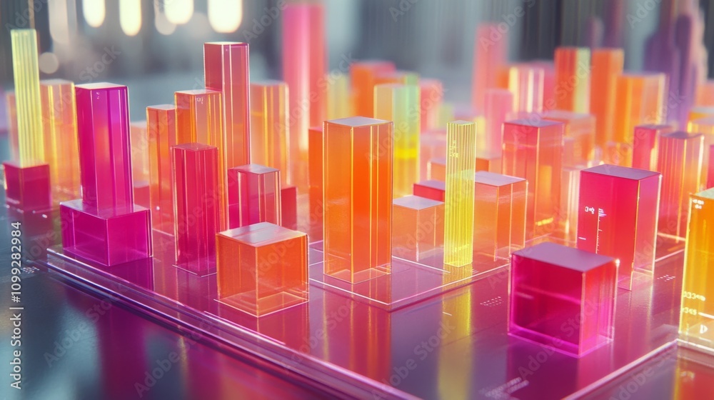 Fototapete colorful 3d data visualization with vibrant cubes and graphs