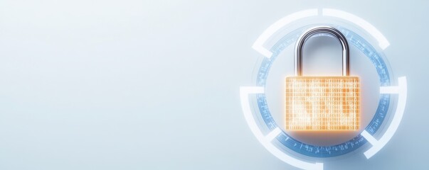 A digital padlock symbolizes security and protection in a tech-driven environment, highlighting the importance of data safety.