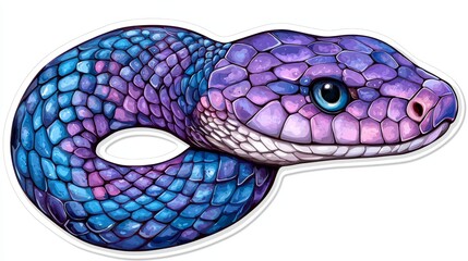 Naklejka premium Colorful Watercolor Snake Sticker Design