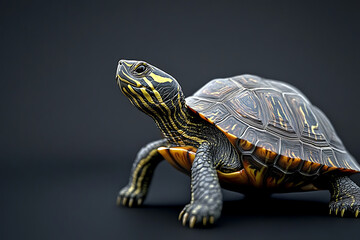 Obraz premium A realistic turtle figurine showcasing intricate details and vibrant colors.