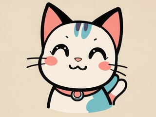 Fototapeta premium 50s Retro Vintage Poster with a Cute Smiling Cat Character