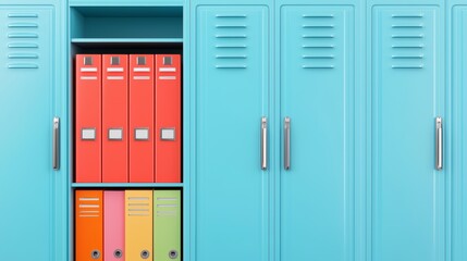 Colorful Organized Lockers in Bright Interior Setting