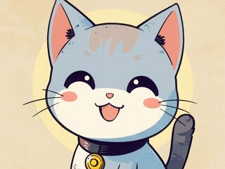 Obraz premium 50s Retro Vintage Poster with a Cute Smiling Cat Character