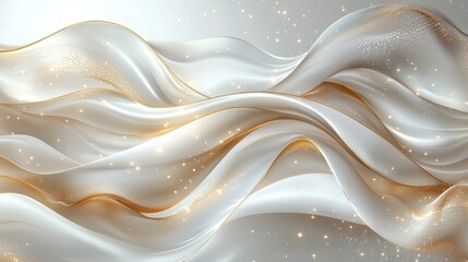 Obraz premium Elegant White and Gold Fluid Wave Background