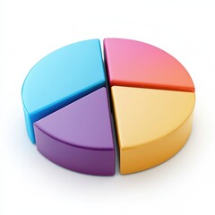 Obraz premium A colorful pie chart divided into four segments, representing data visualization.