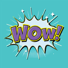 WOW sound comic book text effects Template comics speech bubble halftone Pop art style