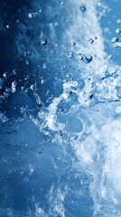 Underwater bubbles and splashes in blue water.