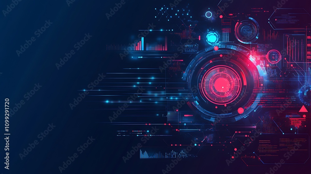 Aufkleber abstract futuristic technology interface with data streams and graphical elements