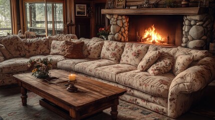 Fototapeta premium A cozy living room featuring a large