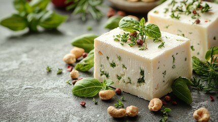 Fresh Cheese with Herbs and Nuts Garnish