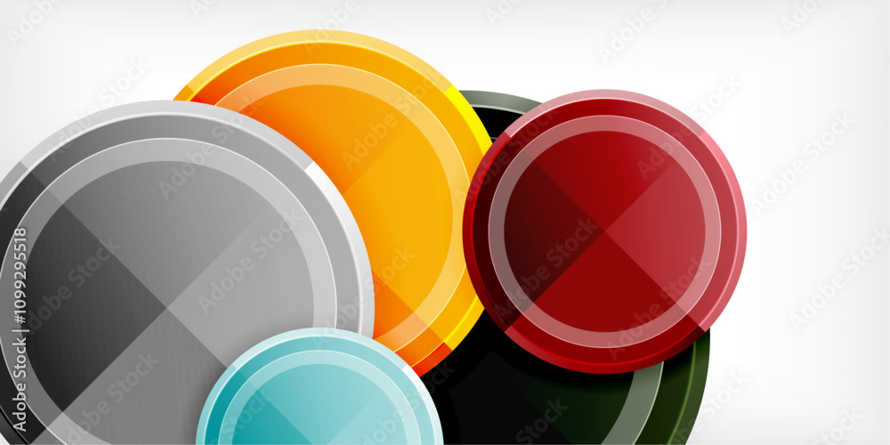 Poster abstract background - multicolored circles, trendy minimal geometric design, vector illustration
