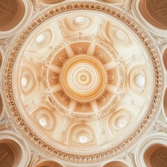 Fototapeta premium Ornate Dome Ceiling with Intricate Circular Patterns for Architectural Design