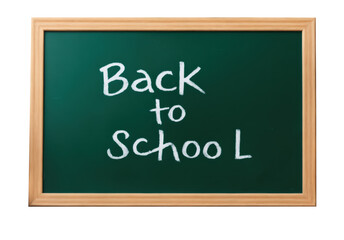 Chalk board with Back To School text, isolated on transparent background.