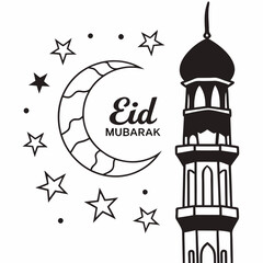 Naklejka premium Eid Mubarak illustrations vector art isolated white background