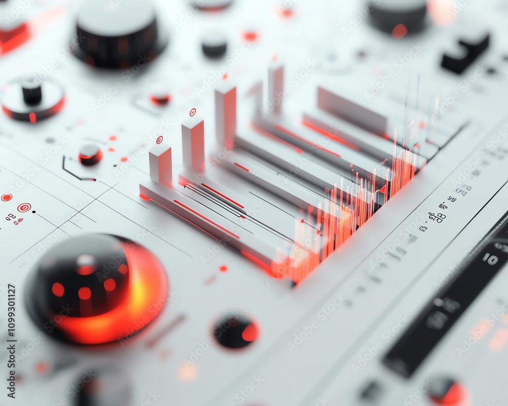 Leinwandbilder sleek data visualization in 3d, showcasing detailed bar and line graphs, white background for a mini