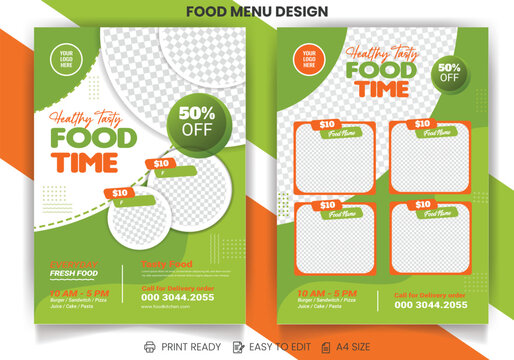 Organic Healthy Meal, Green yellow color Restaurant flyer discount Offer flyer of Buffet Delicious restaurants And Product Promotion food Flyer Template 