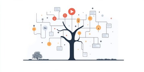 Software development using Git:  The process involves branching for features, merging changes, and releasing versions to the master branch after testing (QA/UAT).