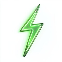 A green neon lightning bolt symbol, representing energy or electricity.