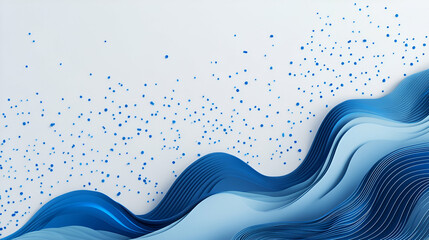 Light blue confetti scattered over a textured background with sleek dark blue lines creating a dynamic visual