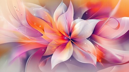 Fototapeta premium Abstract Flower Art: Glowing Pink and Orange Petals