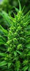 Fototapeta premium A cluster of fresh hemp buds ready for processing, CBD, wellness, herbal remedies