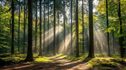 Obraz premium A powerful image of a vast forest landscape with towering stock