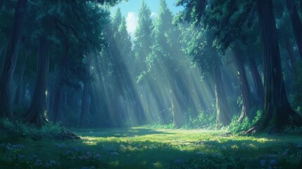 Obraz premium A powerful image of a vast forest landscape with towering stock