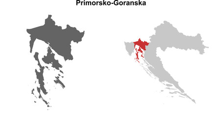 Obraz premium Primorsko-Goranska county blank outline map set