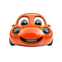 Happy Orange Cartoon Car, Smiling Automobile Character Illustration