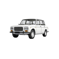 Fototapeta premium Classic White Sedan Car - Vintage Automobile Isolated on White Background