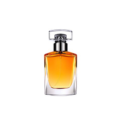 Fototapeta premium Amber Perfume Bottle on White Background