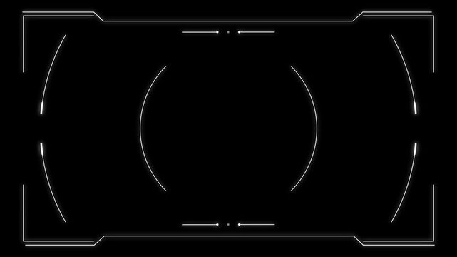 Abstract futuristic HUD aim animation. Cyberpunk style distorted HUD screen reticle.