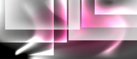 Fototapeta premium Dark neon colors with glass square shapes