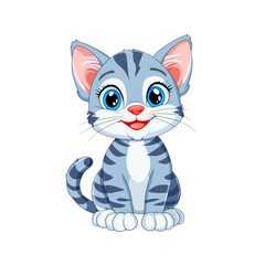 Fototapeta premium Adorable Gray Tabby Kitten Cartoon Illustration
