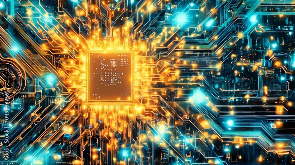 Poster generic information technology, computer architecture or artificial intelligence abstract concept an