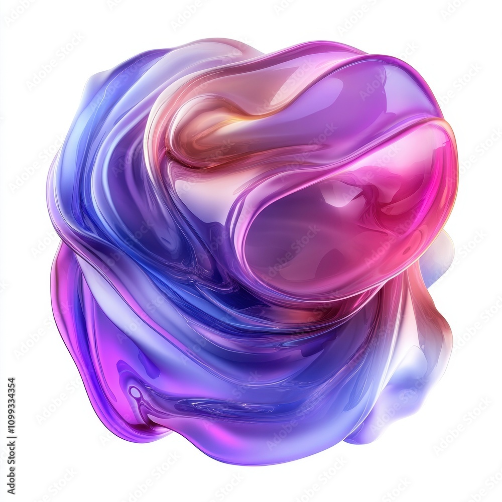 Wall mural a colorful, abstract fluid shape with smooth curves and gradients.