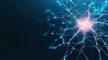 Abstract Representation of Neural Connections in a Digital Space, Visualizing the Complexity and Beauty of Science and Technology Intersecting with Nature