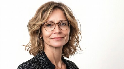Obraz premium Beautiful Middle-Aged Businesswoman with Glasses in Professional Setting