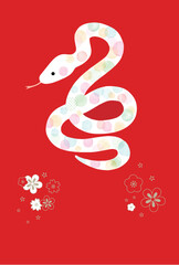 2025 巳年 令和7年 水彩ドット柄 蛇年賀状　文字なし