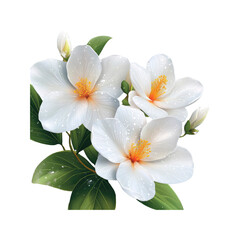 Obraz premium Delicate White Flowers with Dew Drops - Floral Illustration