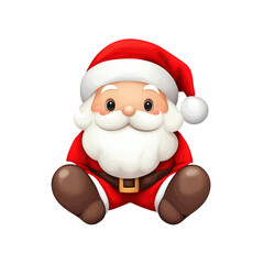 Obraz premium Adorable Cartoon Santa Claus Sitting, Christmas Character Illustration