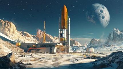 Naklejka premium Illustration for space exploration technologies
