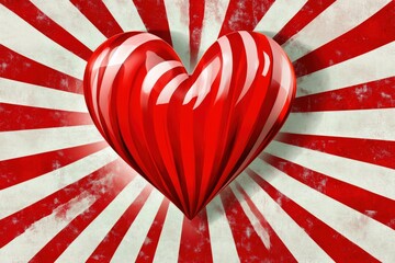 Obraz premium Candy Cane Heart: Festive Christmas Background in Red and White Stripes