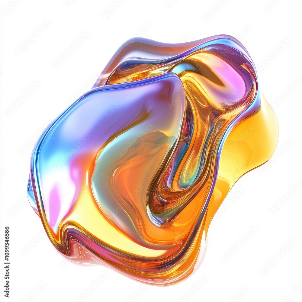 Wall mural a colorful, abstract fluid shape with smooth curves and a glossy finish.