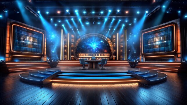 Stage set up TV show is dimly Empty Game Talk