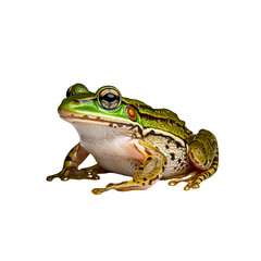 Fototapeta premium Vibrant Green and Gold Frog Isolated on White Background