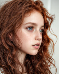Naklejka premium beautiful, redhead, girl, with red hair